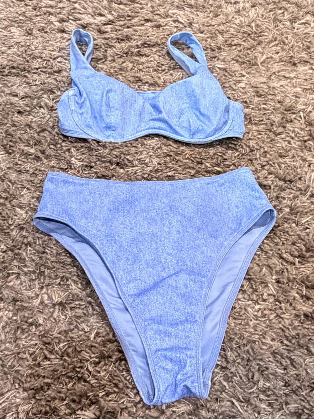 PINK Victoria's Secret Light Blue Underwire High-Waist Bikini